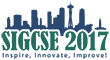 The Amazing SIGCSE 2017 Logo, in blueish and greenish.